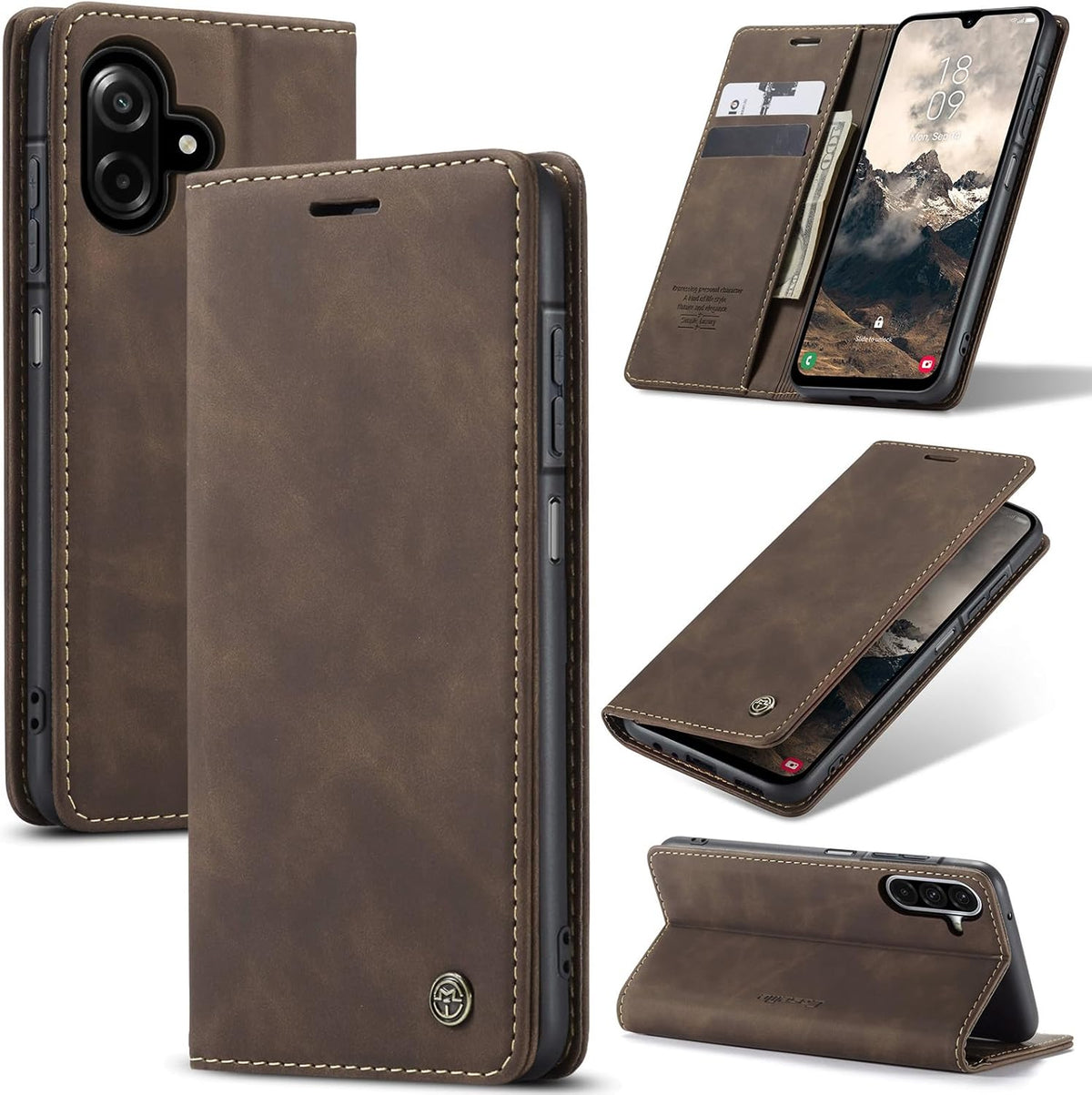 CaseMe book case leer - Samsung Galaxy A07/A08 - Bruin