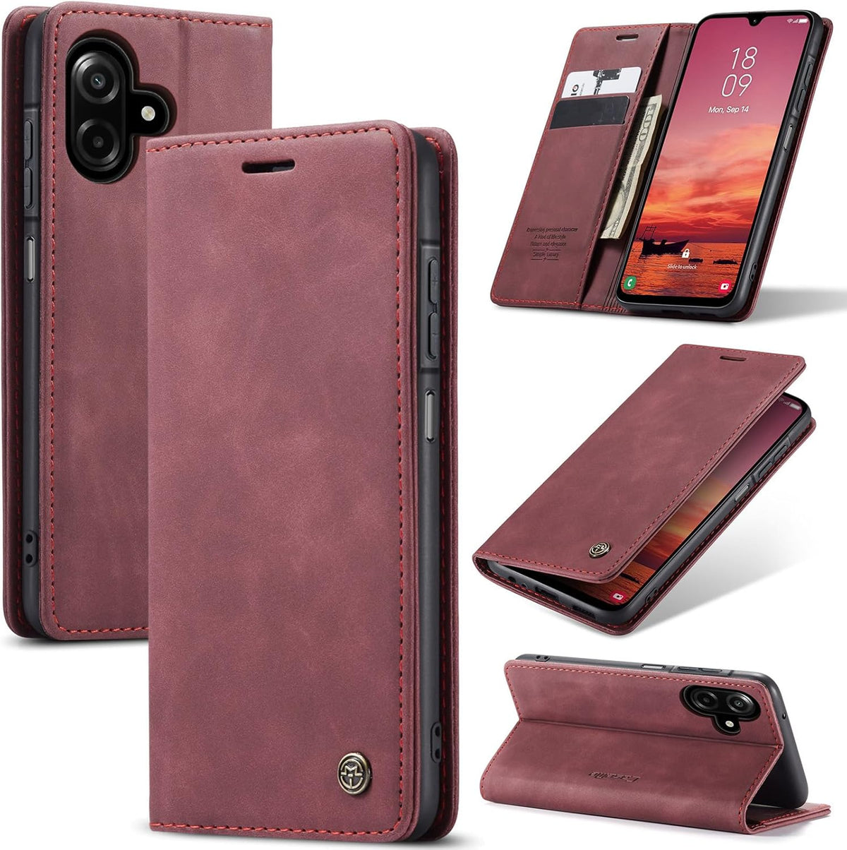 CaseMe book case leer - Samsung Galaxy A07/A08 - Rood