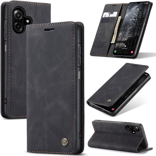 CaseMe book case leer - Samsung Galaxy A07/A08 - Zwart