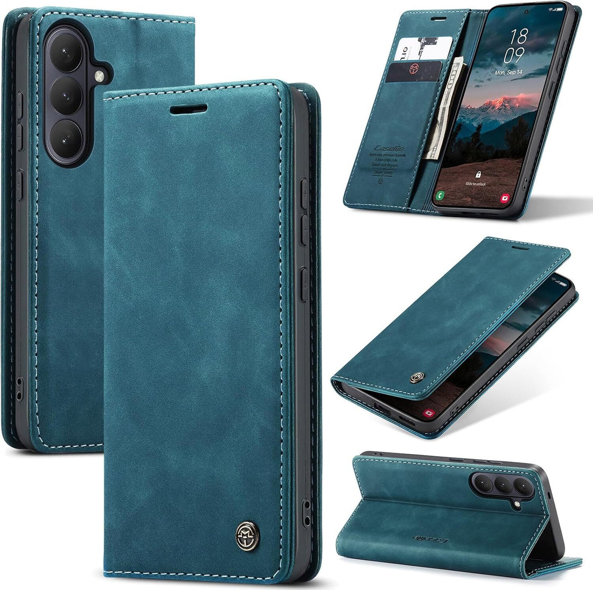 CaseMe book case leer - Samsung Galaxy S26 FE - blauw