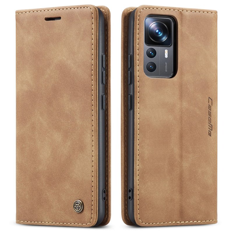 CaseMe book case leer - Xiaomi 12T/12T Pro - licht bruin