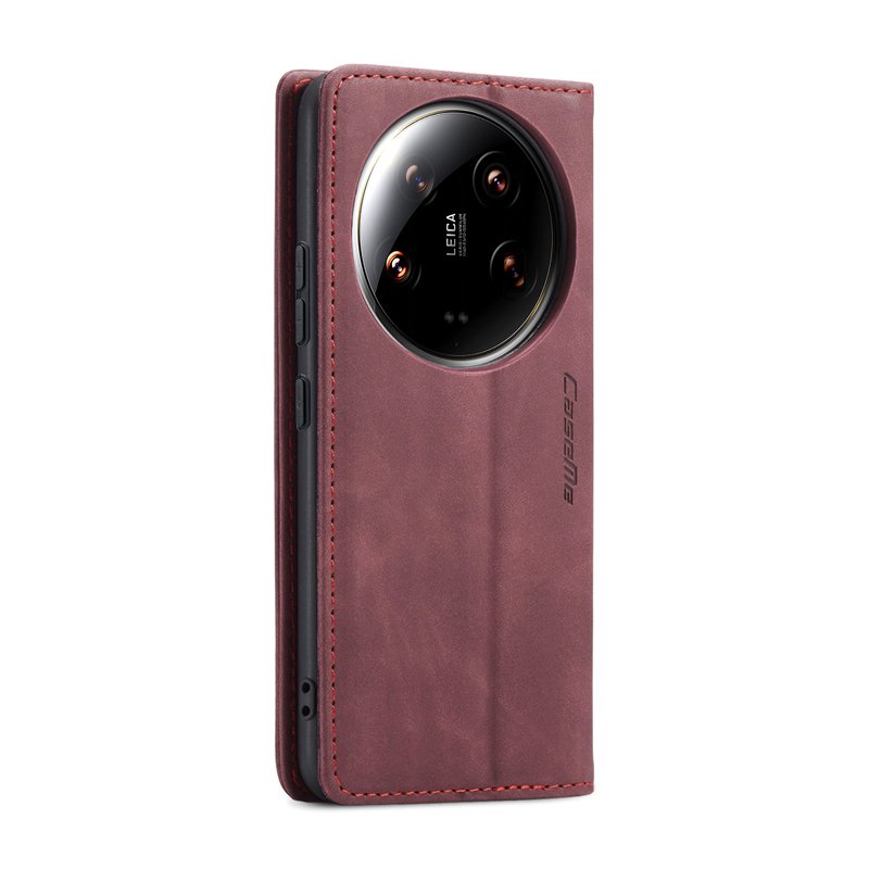 CaseMe book case leer - Xiaomi 14 Ultra - rood