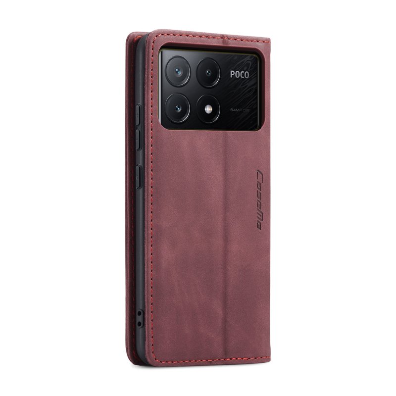 CaseMe book case leer - Xiaomi Poco X6 Pro - rood