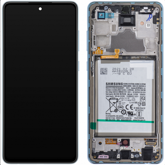 Display module + batterij Samsung Galaxy A72 blauw