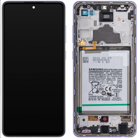 Display module + batterij Samsung Galaxy A72 paars