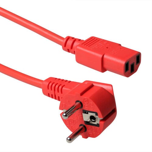 ACT 230V Anschlusskabel Schuko Stecker (gewinkelt) - C13 rot 3 m