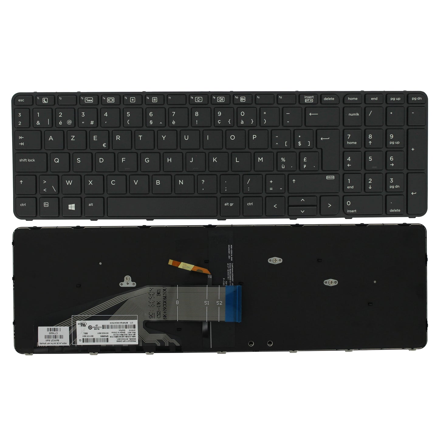 Clavier d'ordinateur portable HP Azerty BE + rétroéclairage