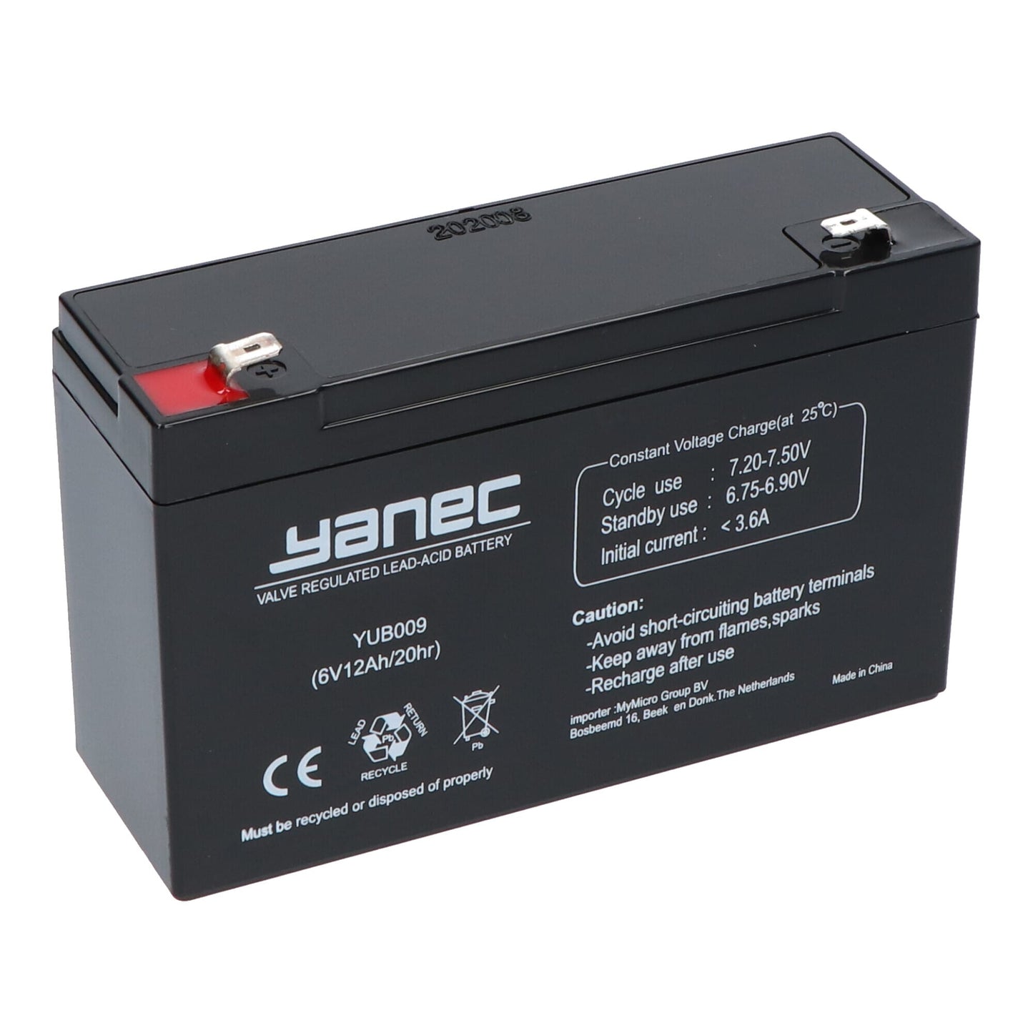 Batterie plomb-acide Yanec 6V 12Ah