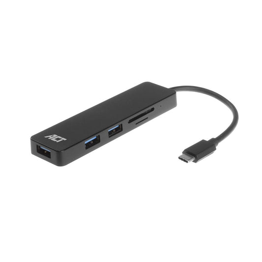 ACT USB-C hub 3.0, 3 poorts, USB-A, kaartlezer