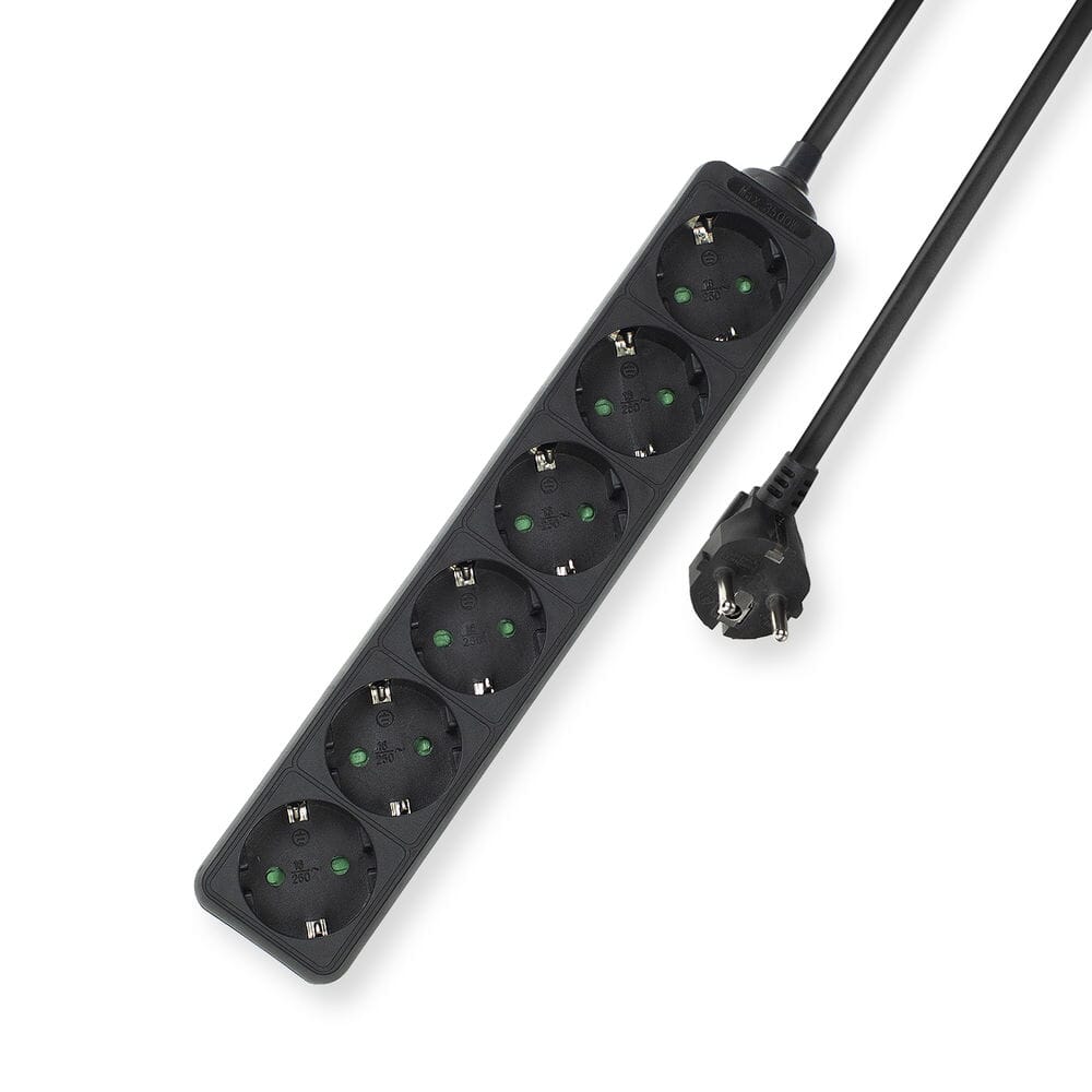 ACT Mehrfachsteckdose, 6-fach, 3 m, schwarz