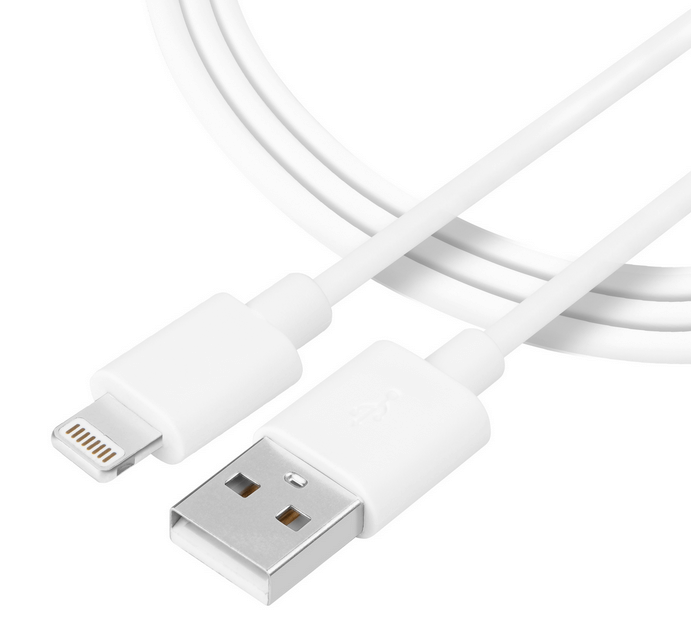 Extra korte (22cm) lightning / iPhone naar USB kabel wit
