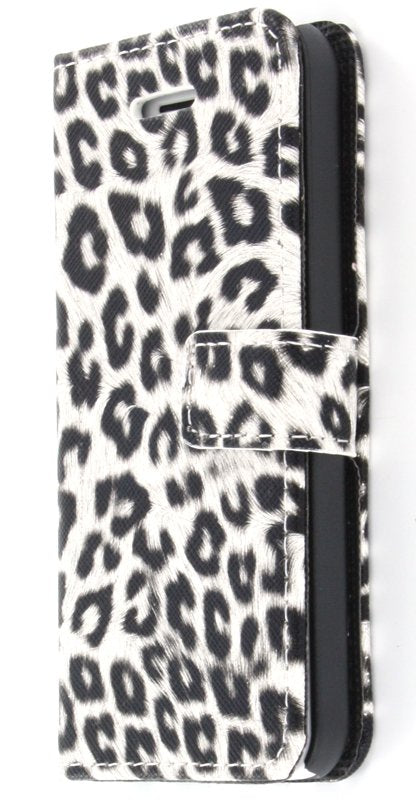 Wallet case luipaard Apple iPhone 5C wit