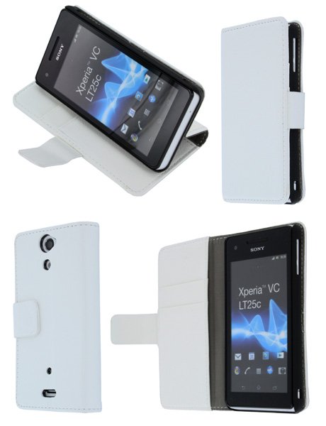 Flip case met stand Sony Xperia V wit