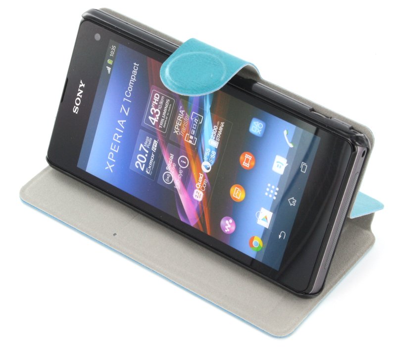 Flip case met stand Sony Xperia Z1 Compact blauw