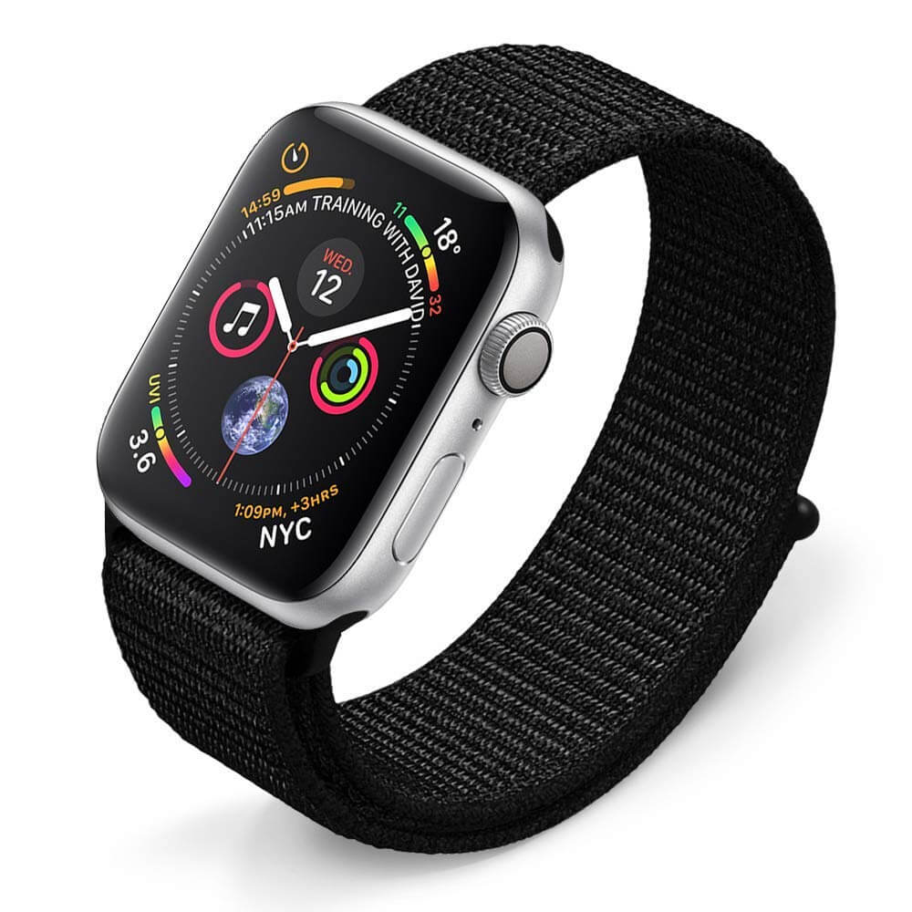 Geweven sport bandje voor Apple Watch (series 1/2/3/4/5/SE/6 - 40/38mm) zwart