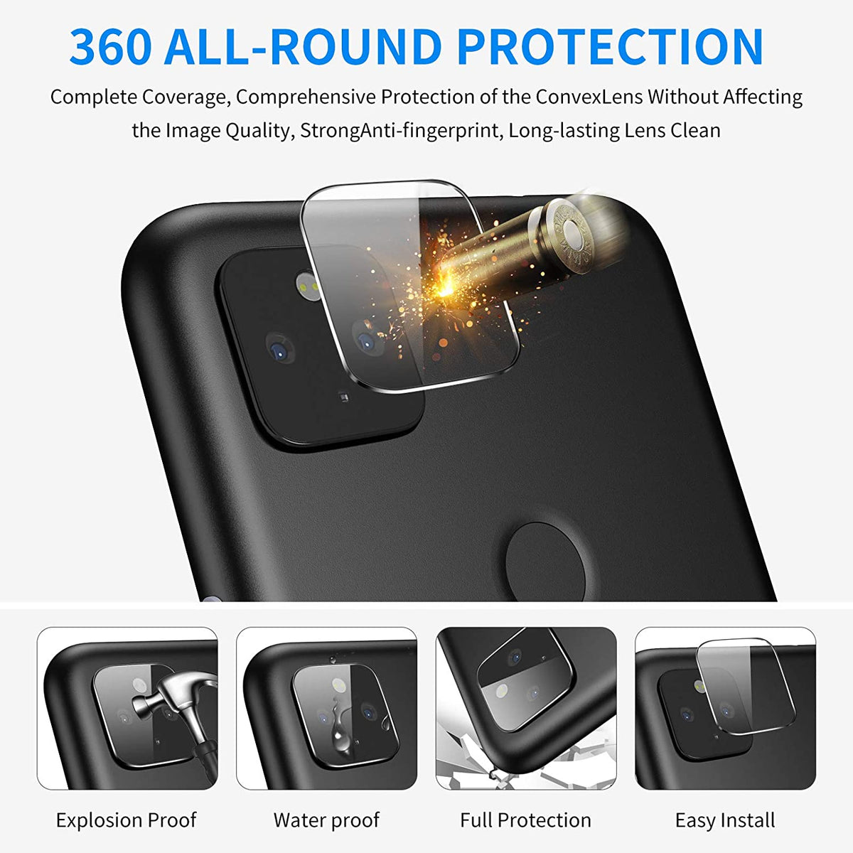 Google Pixel 5 Camera lens protector - Tempered Glass