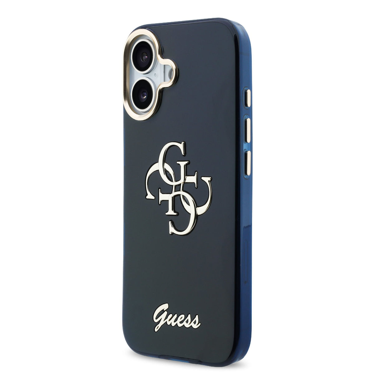Guess IML 4G Script Metal Logo Case iPhone 17 Blauw