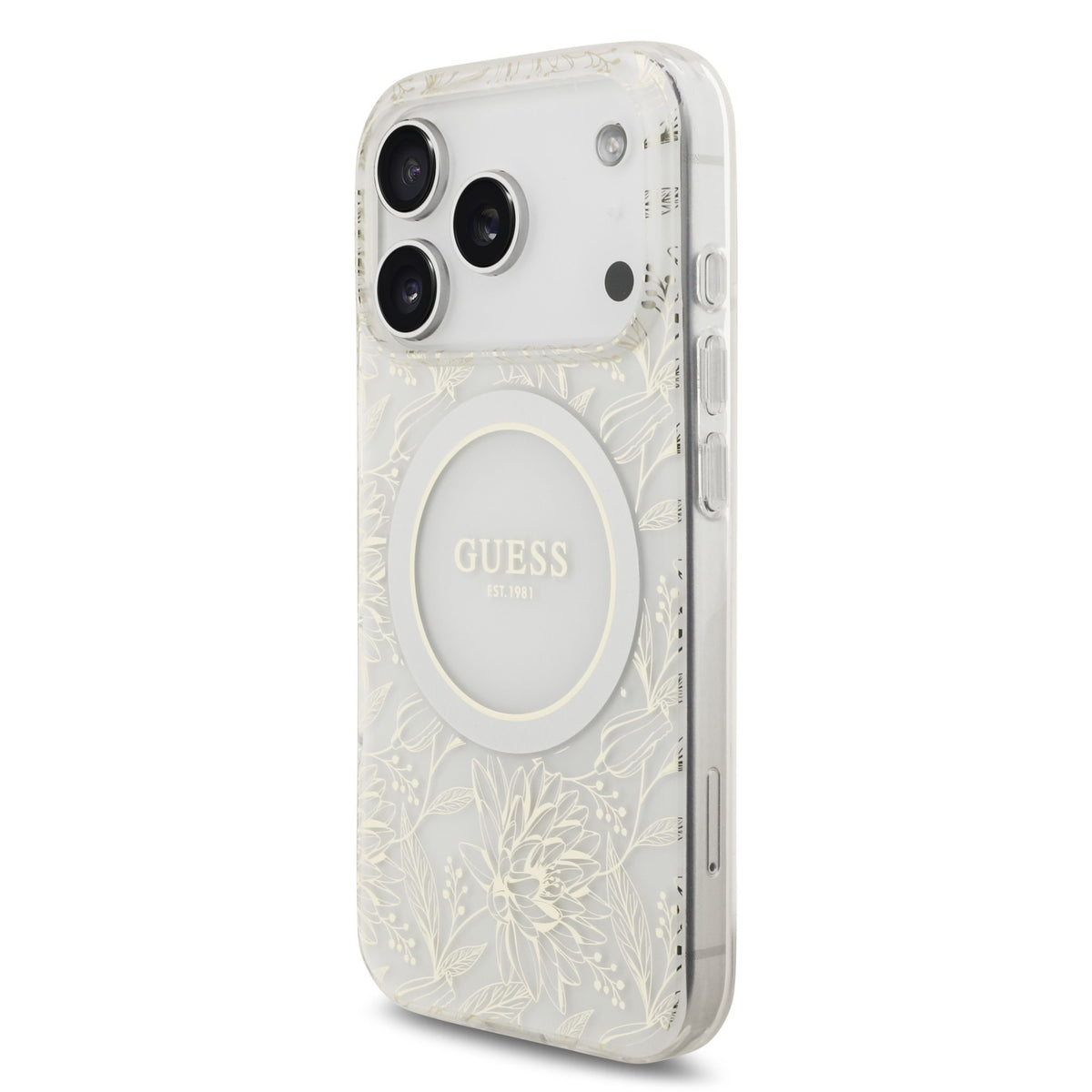 Guess IML Flowers Allover Strap MagSafe Case iPhone 17 Pro/18 Pro Wit