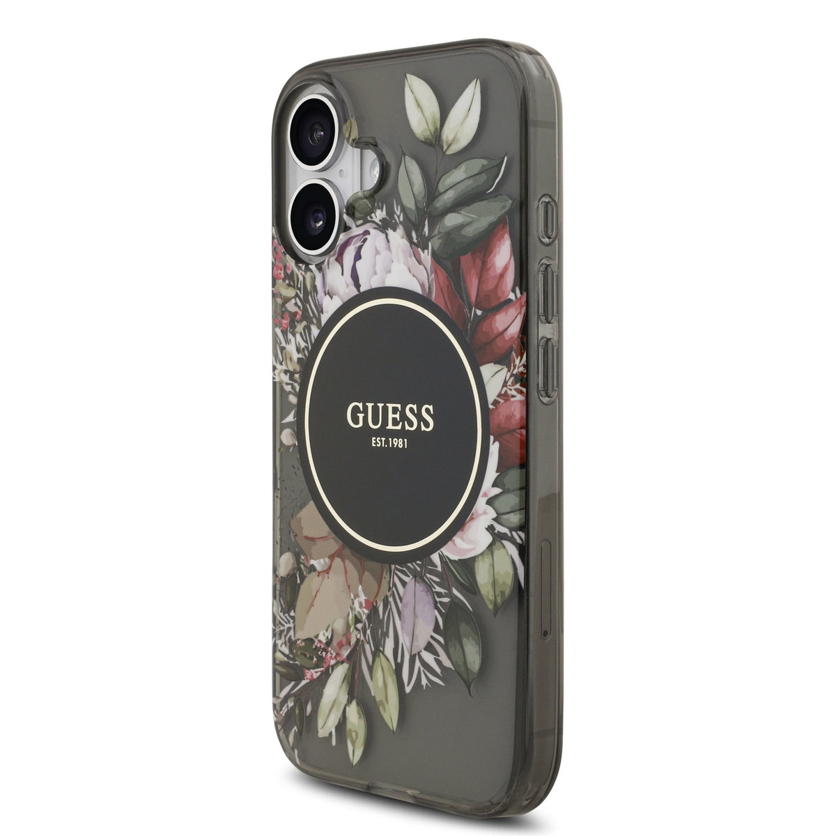Guess IML Flowers Strap MagSafe Case iPhone 17 Zwart