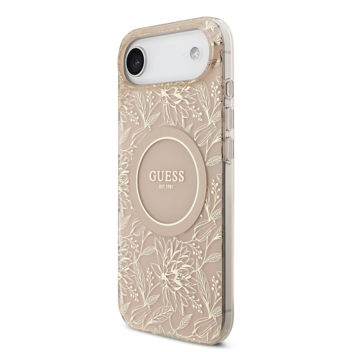 Guess IML Flowers Strap MagSafe Case iPhone 17 Air Roze