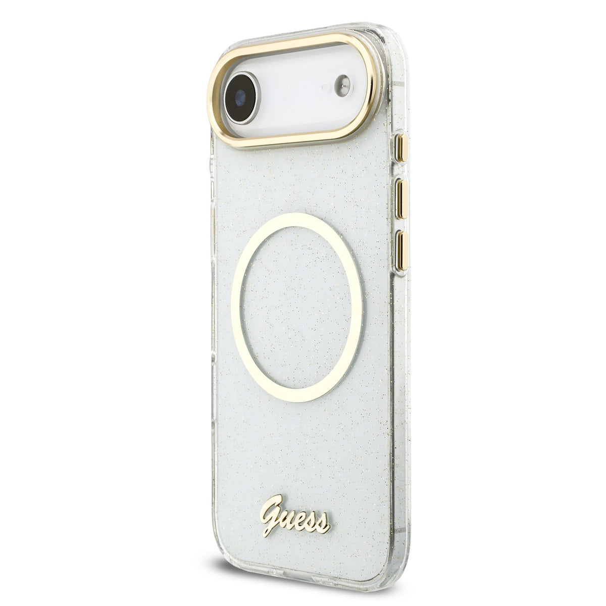 Guess IML Glitter Script Strap MagSafe Case iPhone 17 Air Transparant
