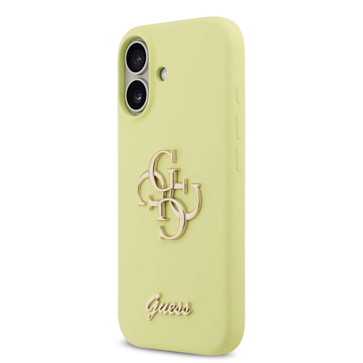 Guess Liquid Silicone 4G Metal Logo Case iPhone 17 Geel