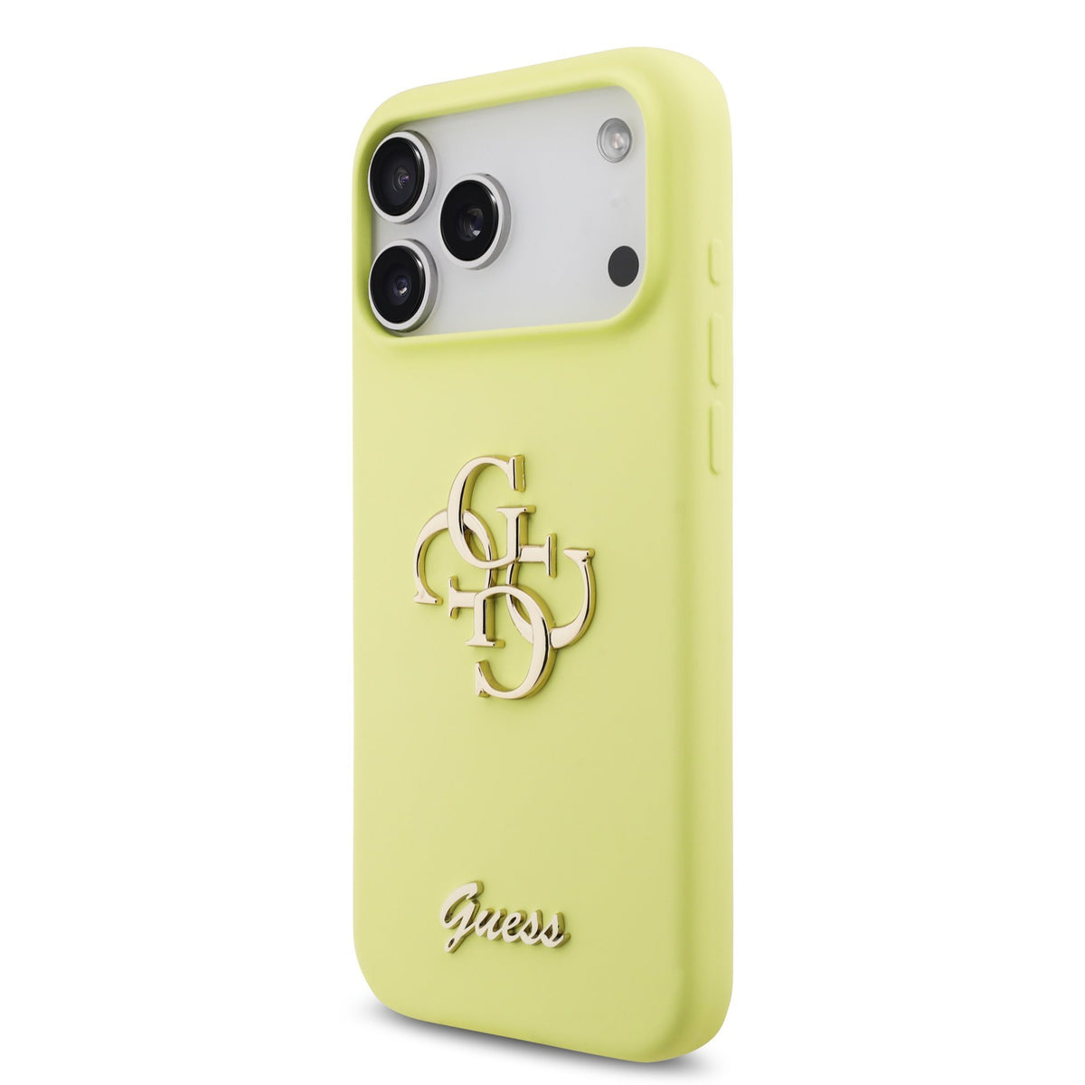 Guess Liquid Silicone 4G Metal Logo Case iPhone 17 Pro Max/18 Pro Max Geel