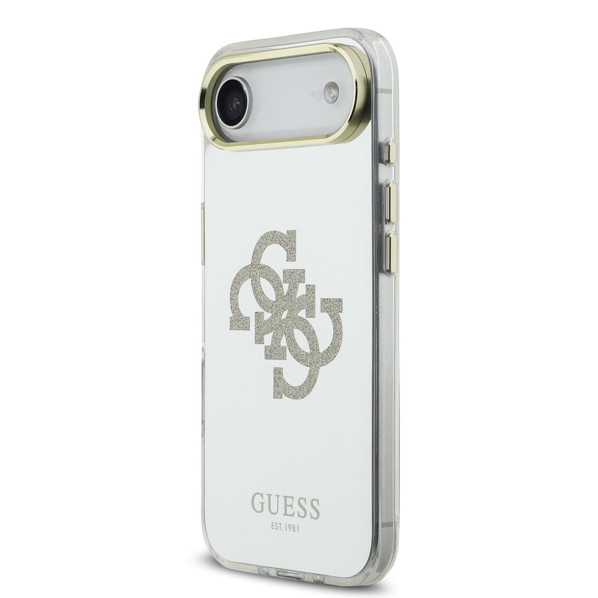 Guess PC/TPU Mirror 4G Glitter Logo MagSafe Case iPhone 17 Air Goud