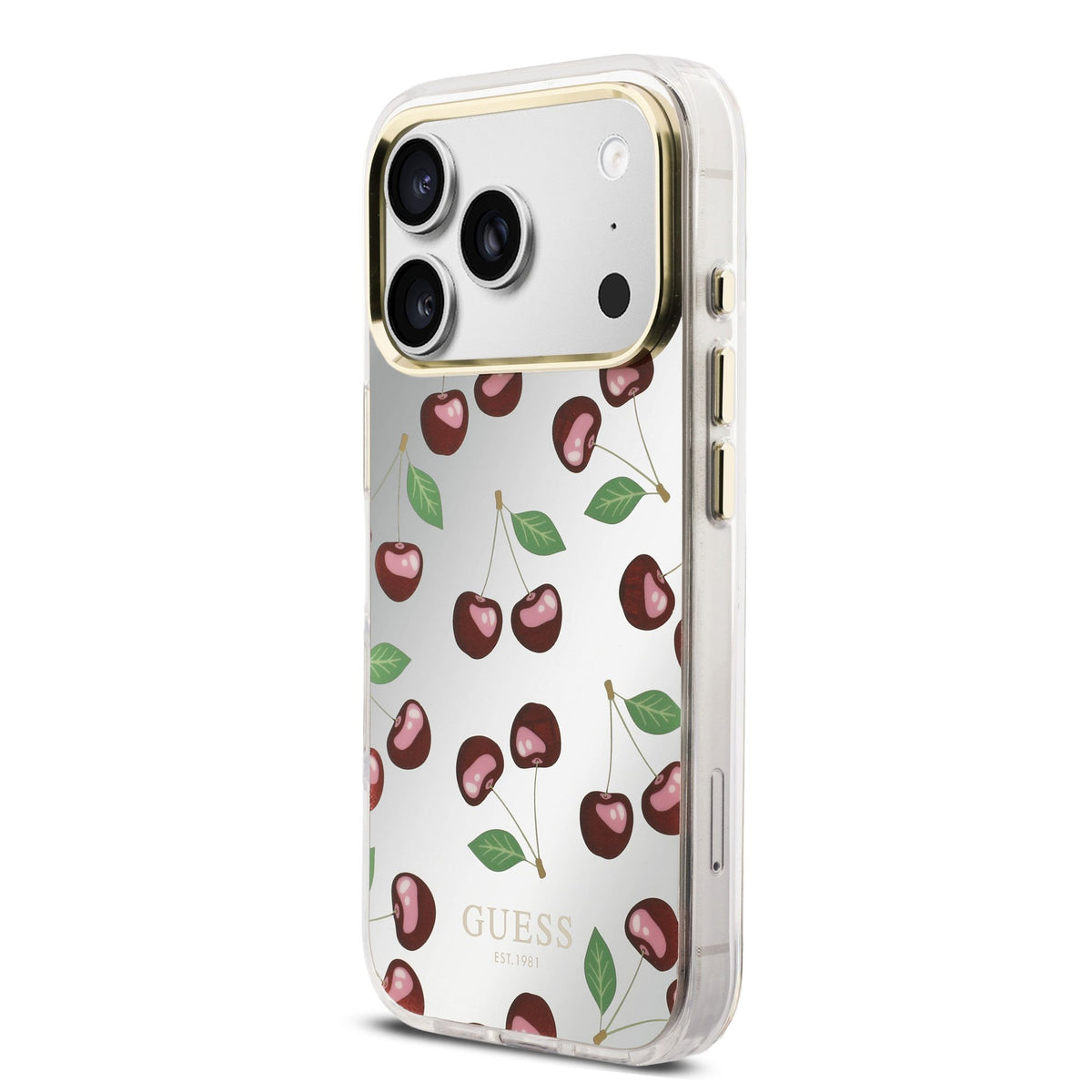 Guess PC/TPU Mirror Glitter Cherry MagSafe Case iPhone 17 Pro Max/18 Pro Max