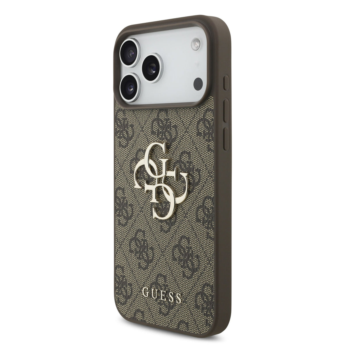 Guess PU 4G Metal Logo Strap Case iPhone 17 Pro Max/18 Pro Max Bruin