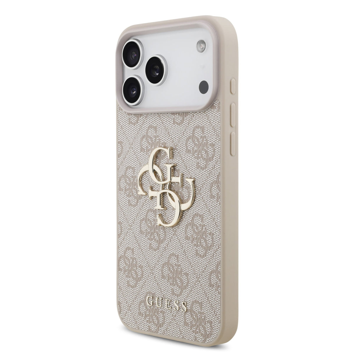 Guess PU 4G Metal Logo Strap Case iPhone 17 Pro Max/18 Pro Max Roze