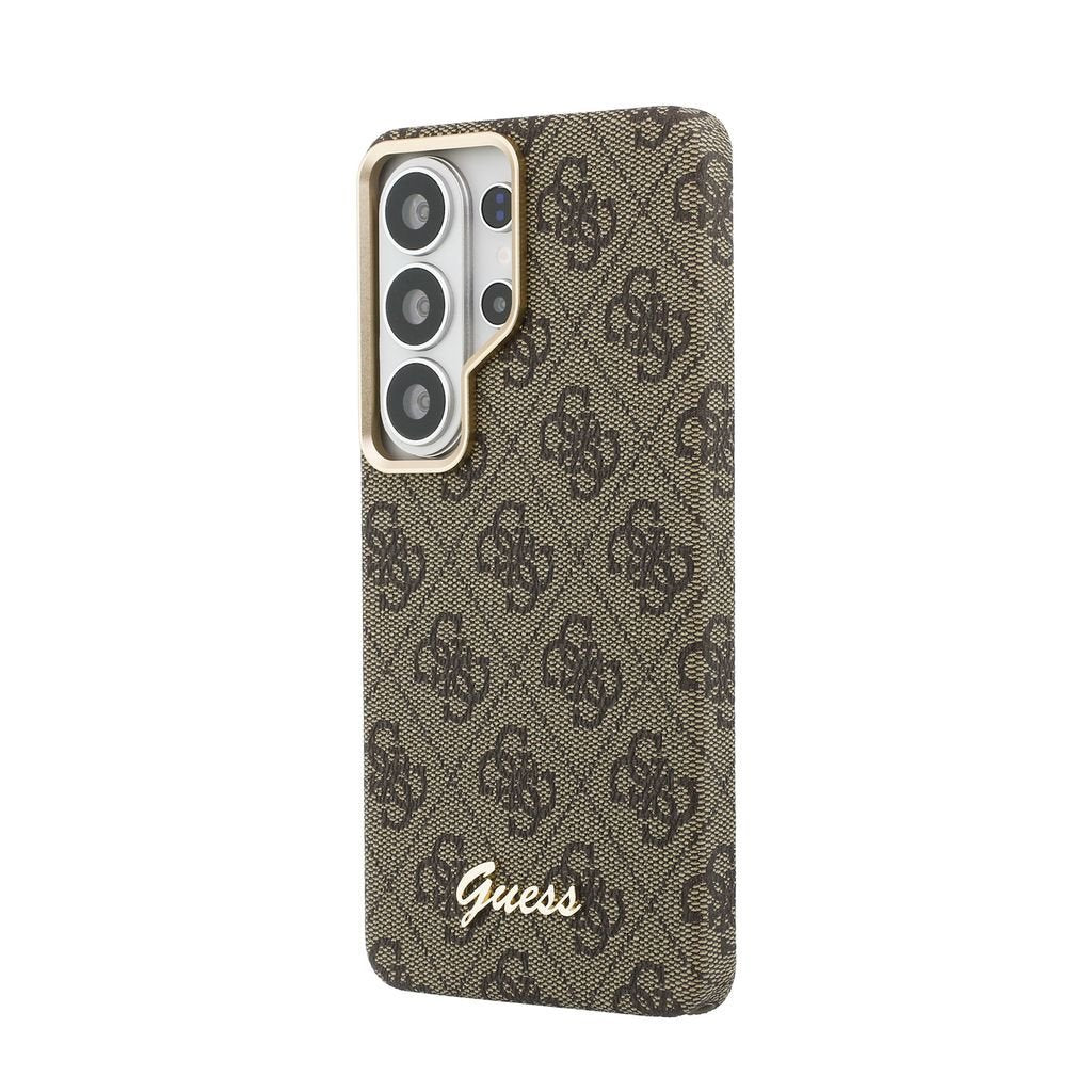 Guess PU 4G Script Metal Logo Magnetic Case Samsung Galaxy S26 Ultra Bruin