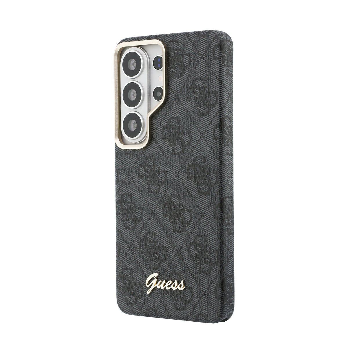 Guess PU 4G Script Metal Logo Magnetic Case Samsung Galaxy S26 Ultra Zwart