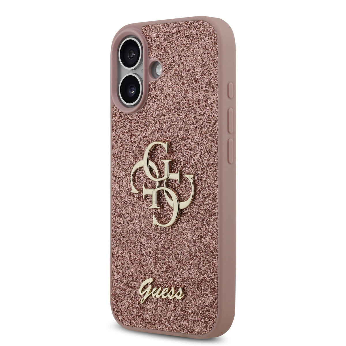 Guess PU Fixed Glitter 4G Metal Logo Case iPhone 17 Roze
