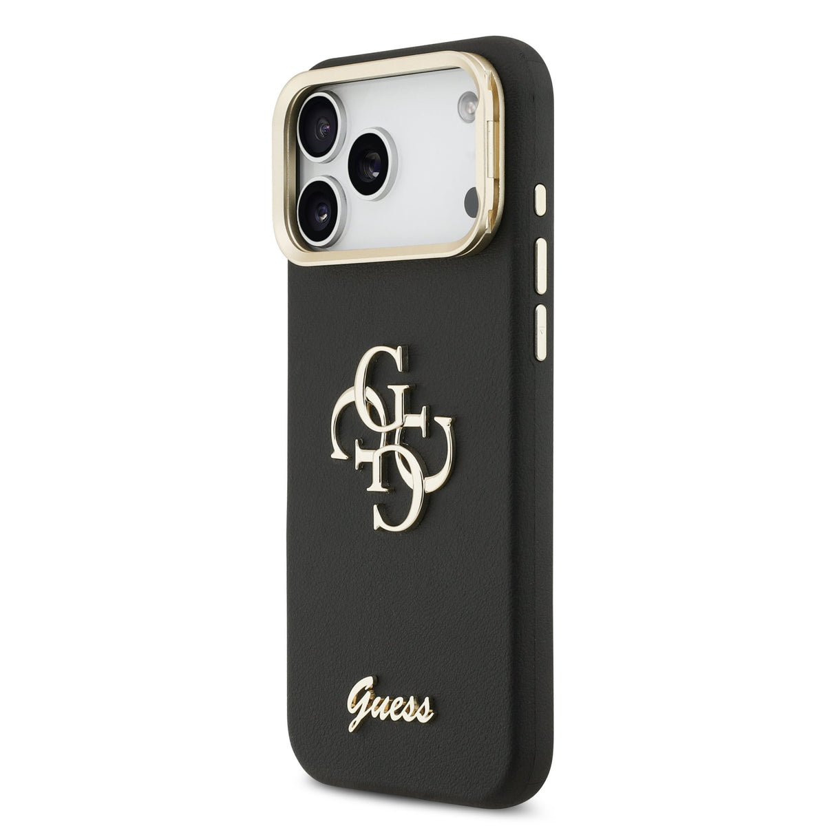Guess PU Grained 4G Logo Stand Camera Frame Case iPhone 17 Pro Max/18 Pro Max Zwart