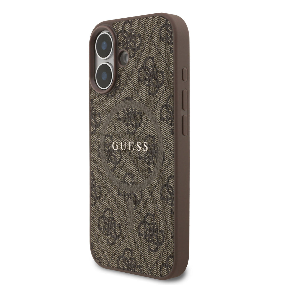Guess PU Leather 4G Colored Ring MagSafe Case iPhone 17 Bruin