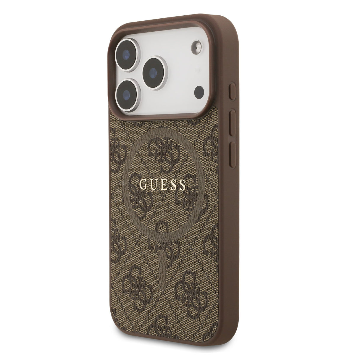 Guess PU Leather 4G Colored Ring MagSafe Case iPhone 17 Pro/18 Pro Bruin
