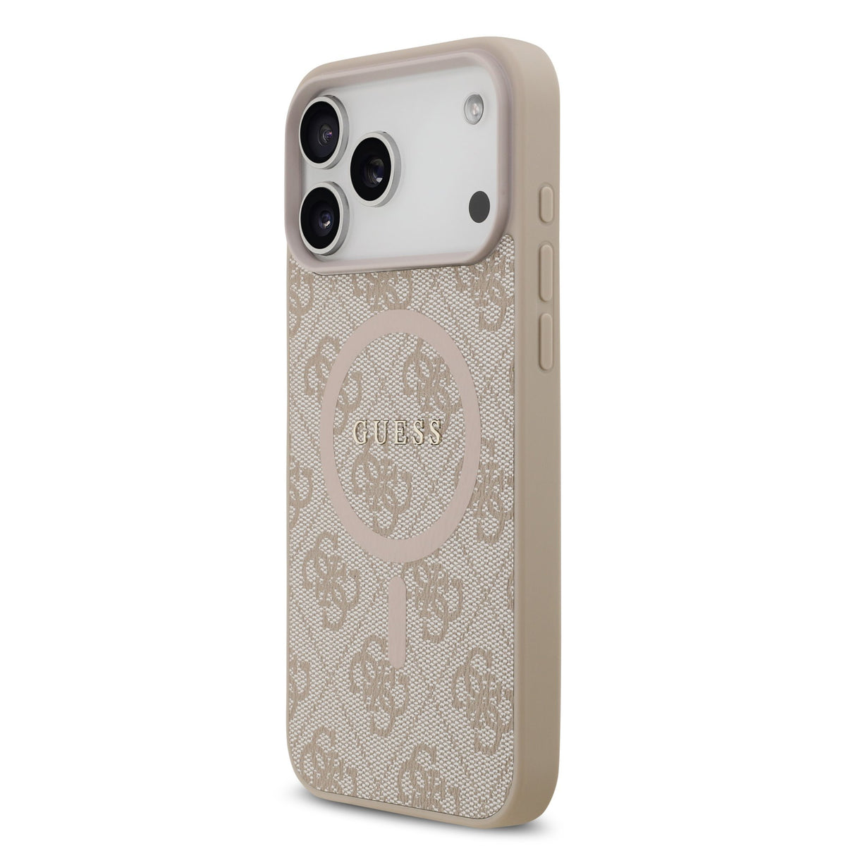 Guess PU Leather 4G Colored Ring MagSafe Case iPhone 17 Pro Max/18 Pro Max Roze