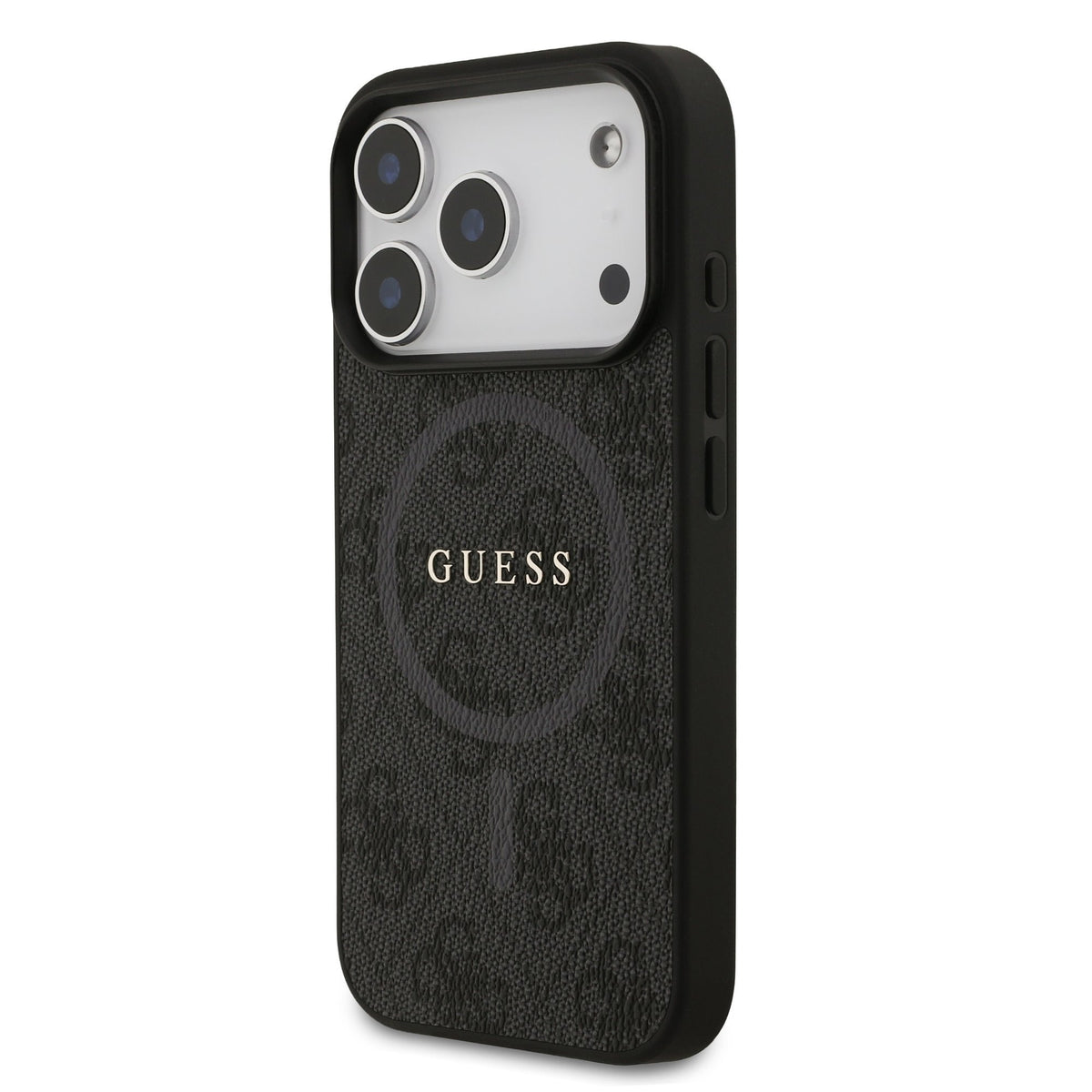 Guess PU Leather 4G Colored Ring MagSafe Case iPhone 17 Pro/18 Pro Zwart