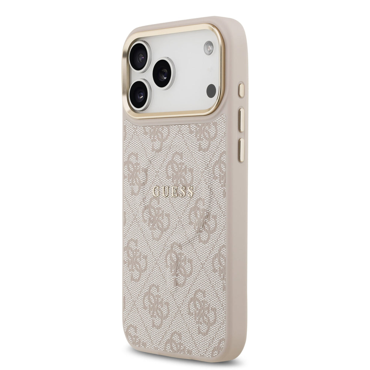 Guess PU Leather 4G Goud Frame MagSafe Case iPhone 17 Pro Max/18 Pro Max Roze