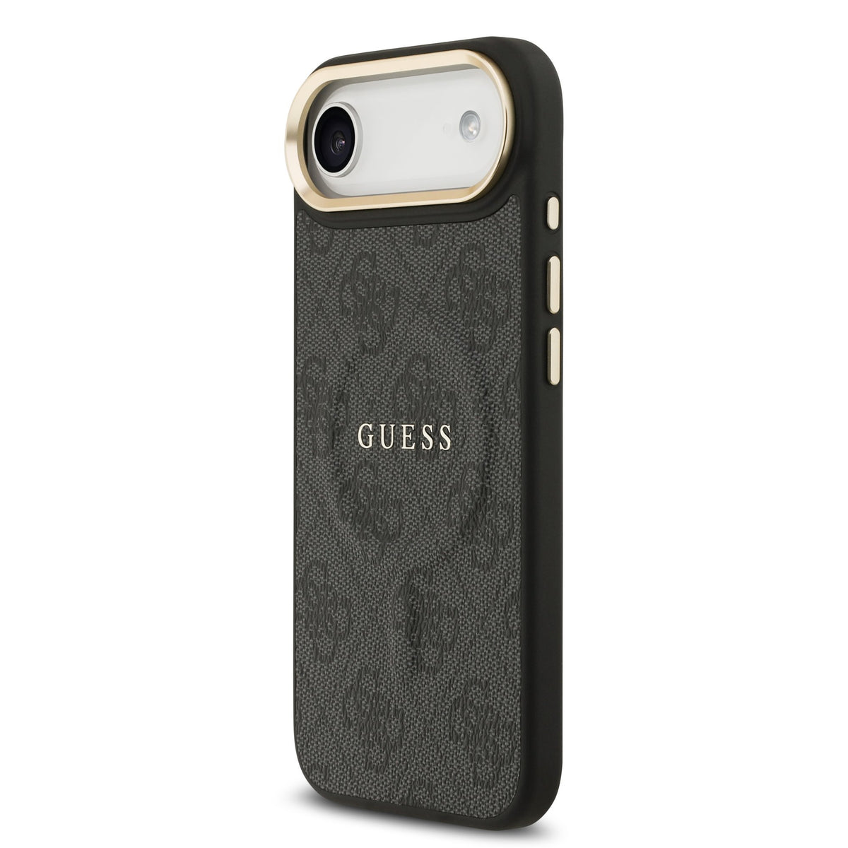Guess PU Leather 4G Goud Frame MagSafe Case iPhone 17 Air Zwart