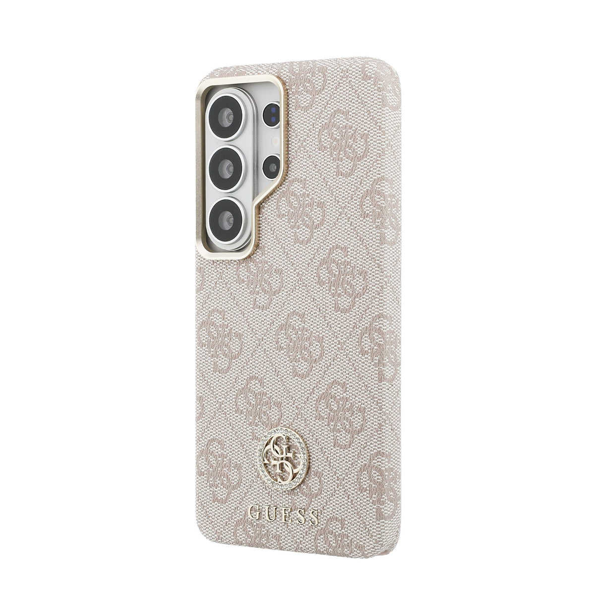 Guess PU Leather 4G Strass Logo Goud Frame Magnetic Case Samsung Galaxy S26 Ultra Roze