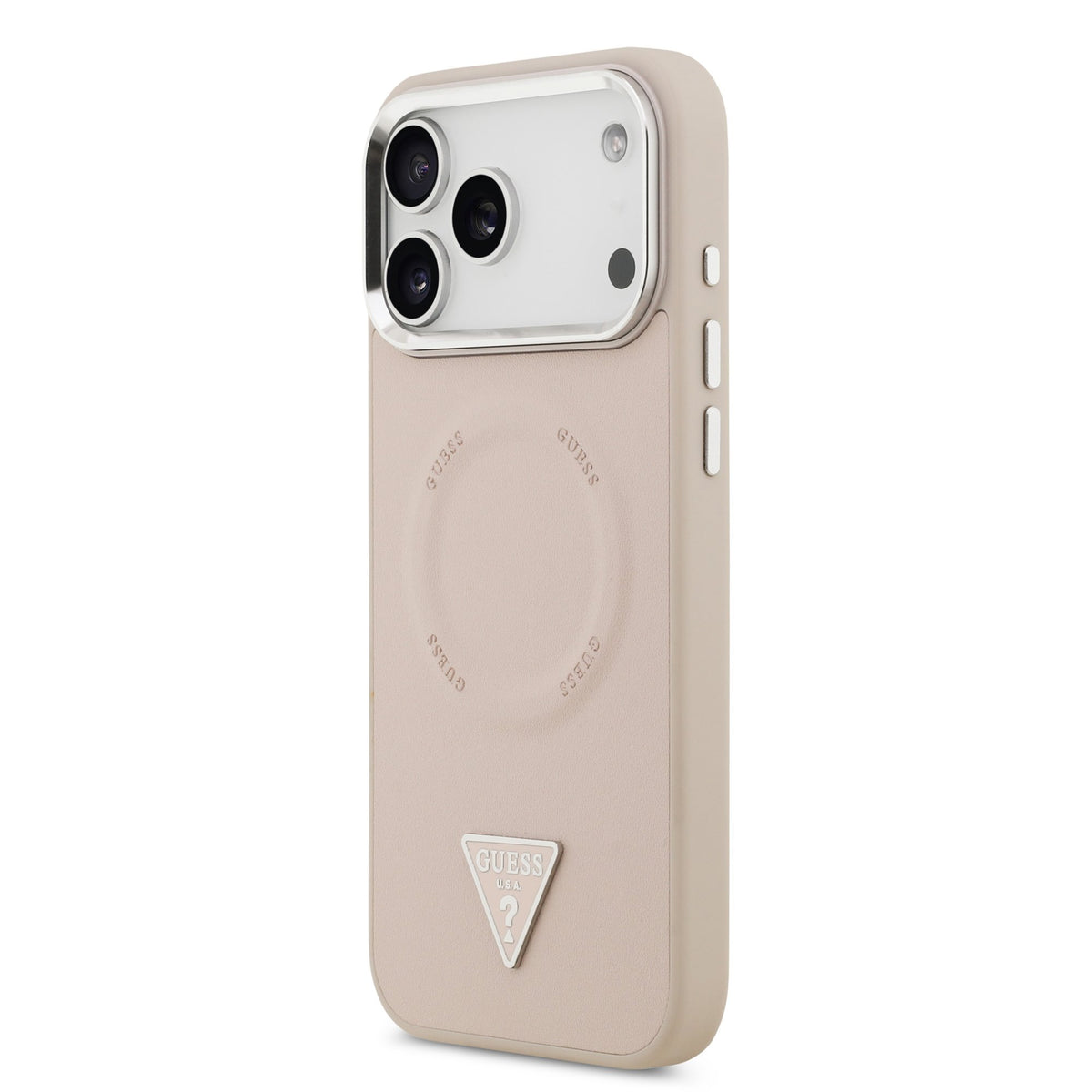 Guess PU Leather Triangle Logo MagSafe Case iPhone 17 Pro/18 Pro Roze