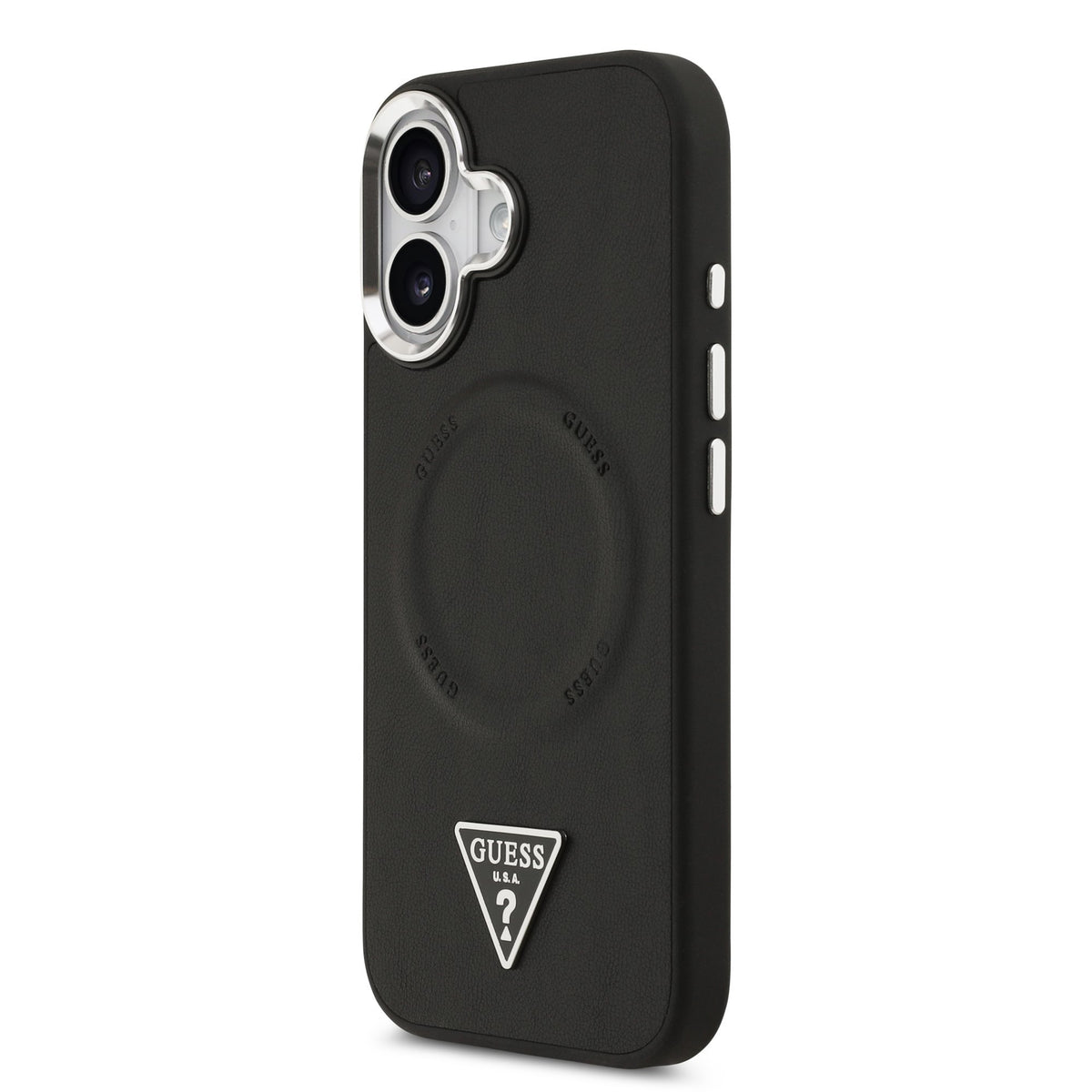 Guess PU Leather Triangle Logo MagSafe Case iPhone 17 Zwart