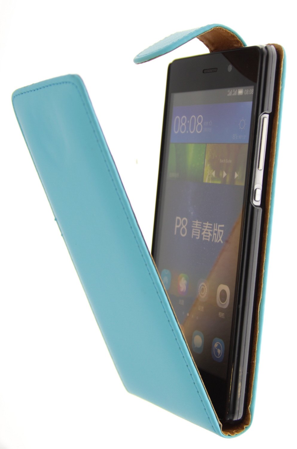 Hoesje Huawei P8 Lite flip case licht blauw