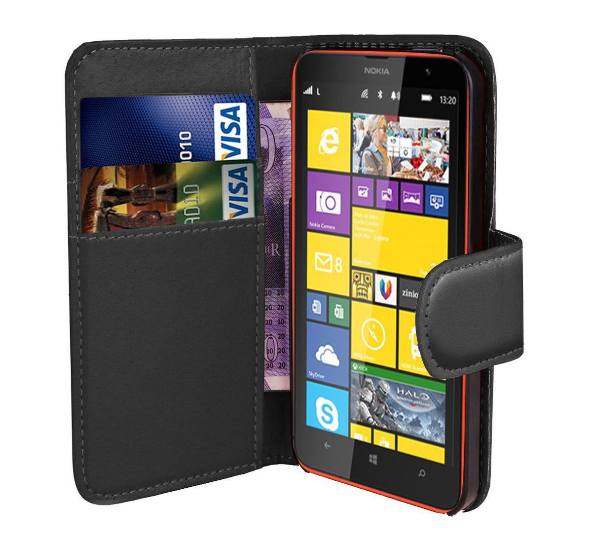 Hoesje Microsoft Lumia 435 flip wallet zwart