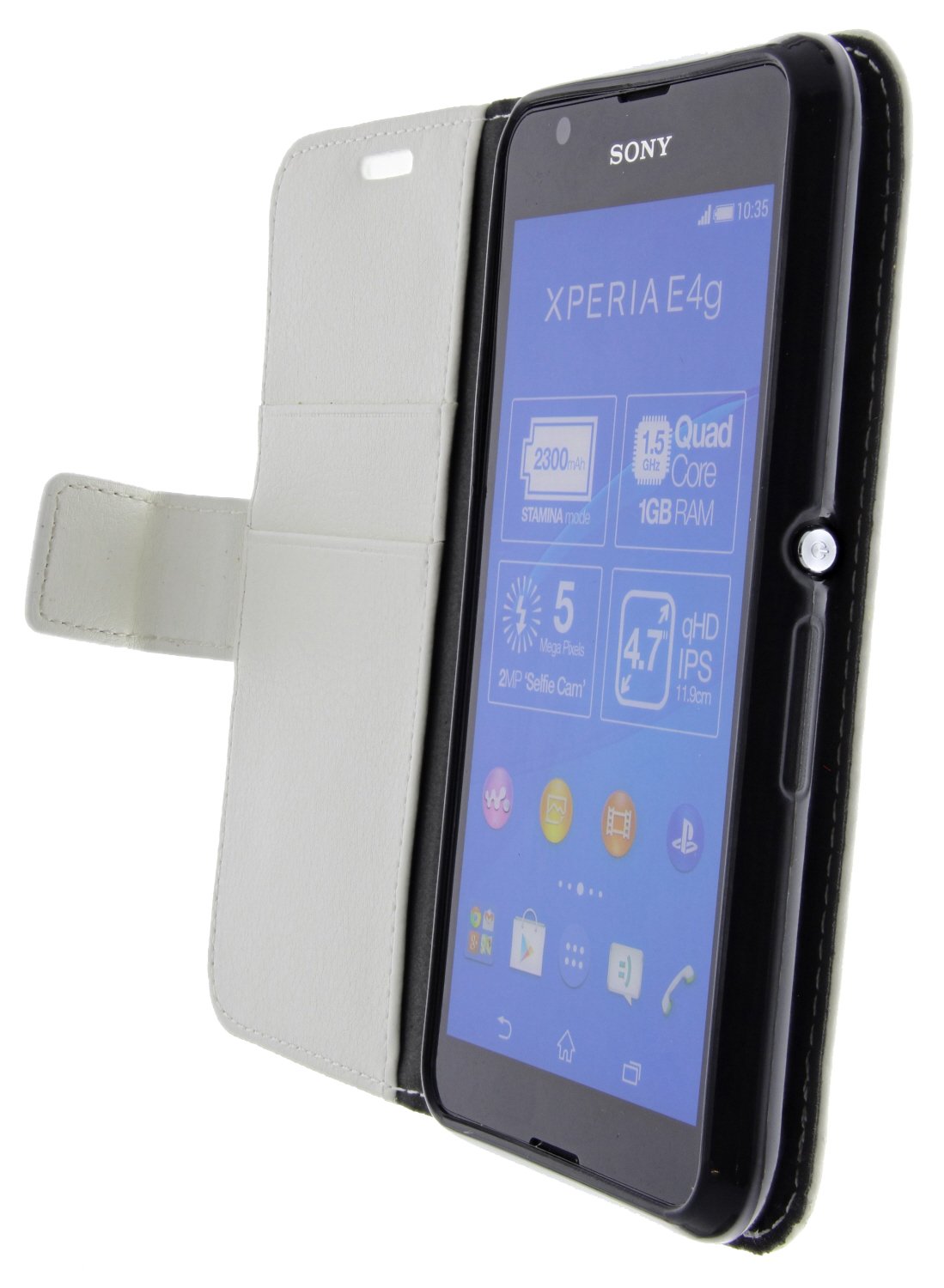 Hoesje Sony Xperia E4g flip wallet wit