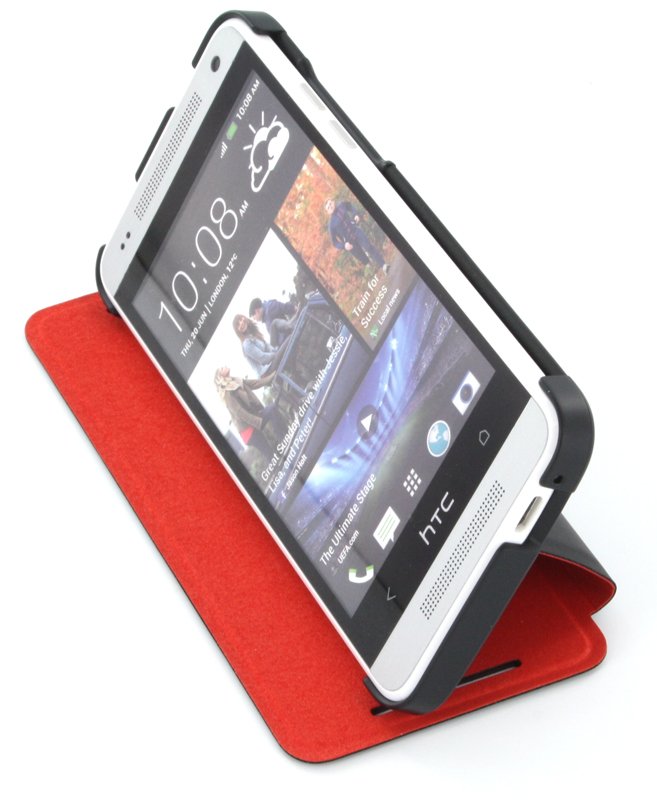 HTC One Mini flip case met stand HC V851 zwart / rood