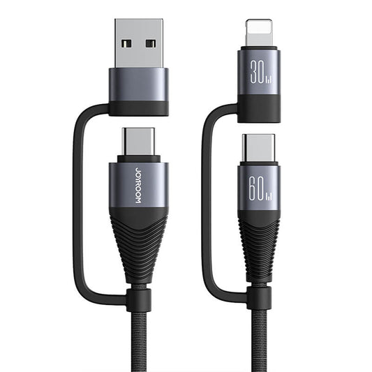 JOYROOM SA37-2T2 4 in 1 (USB-C / Lightning / USB) laadkabel - 60W - zwart