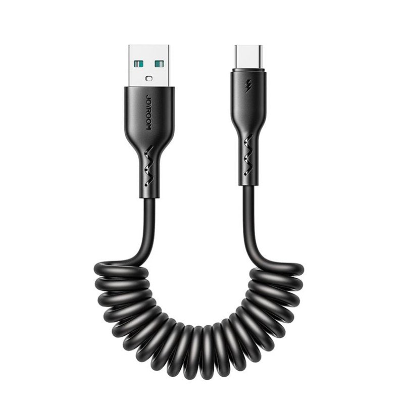 JOYROOM SA38-AC3 USB naar USB-C data / laadkabel met uitrekbaar krulsnoer